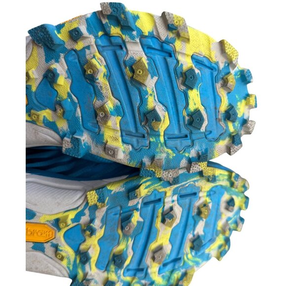 Hoka One One Evo Jawz Vibram Trail Running Shoes Size 9.5 M Blue & Yellow - Picture 11 of 14
